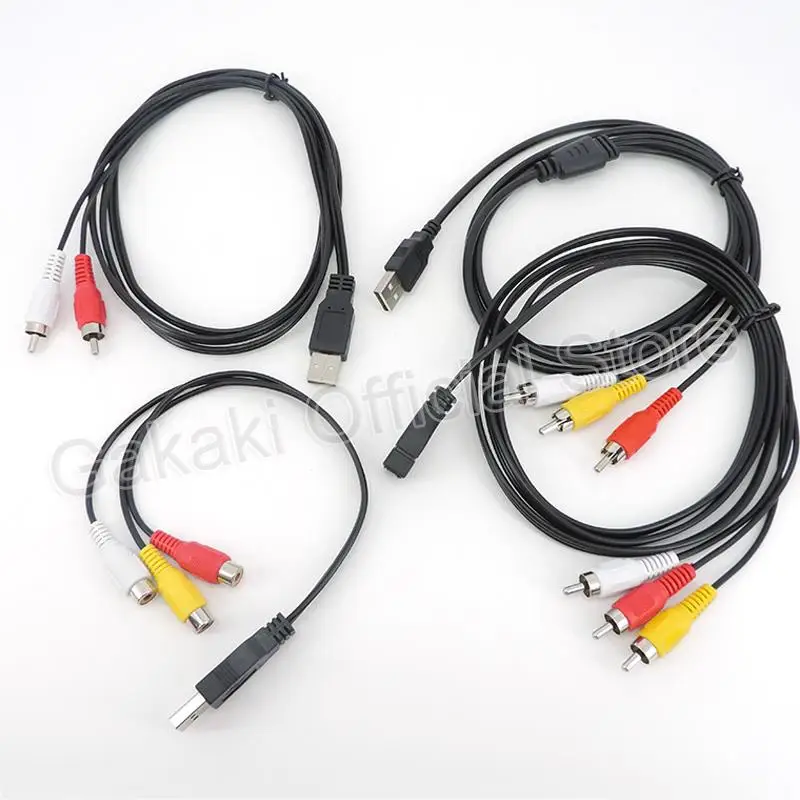 USB A 2,0 hembra macho a 2 3 Rca 2/3RCA macho hembra AV enchufe adaptador conector Cable PC TV HDTV AUX Audio Video - imagen 2