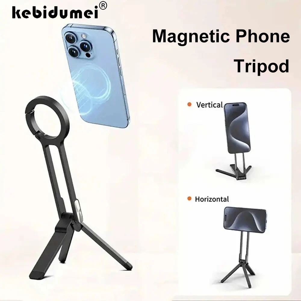 Trípode de teléfono de aleación montado en mosquetón para iPhone trípode magnético portátil de doble cara soporte de mango de teléfono de montaje de escritorio - imagen 2