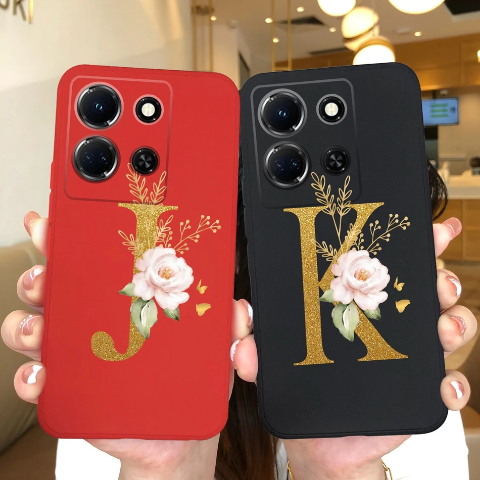 Funda de silicona antideslizante para Infinix Note 30 Pro 30i, carcasa con nombre de 26 letras, mate, para Infinix Note 30 30Pro 30 i