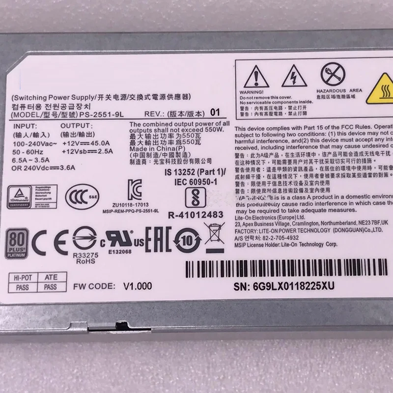 PS-2551-9L 550W Original para fuente de alimentación de servidor Inspur V03101F000000000 fuente de alimentación de platino antes del envío prueba perfecta - imagen 3