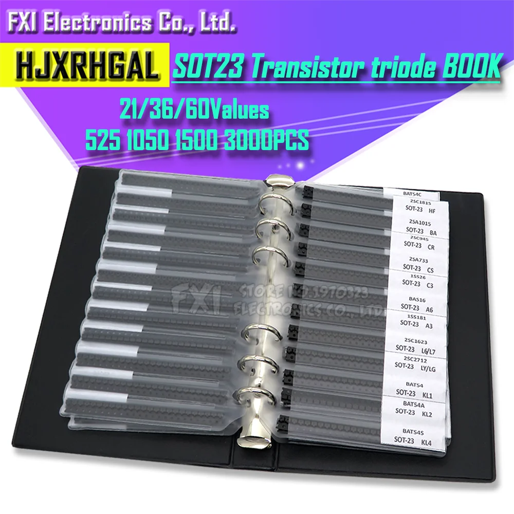 Kit de triodo de Transistor SMD SOT23 ibuw, Chip de libro de muestra, libro de triodo, surtido común, SOT23, S8050, S8550, S9012, TL431, BC847, MMBT2222