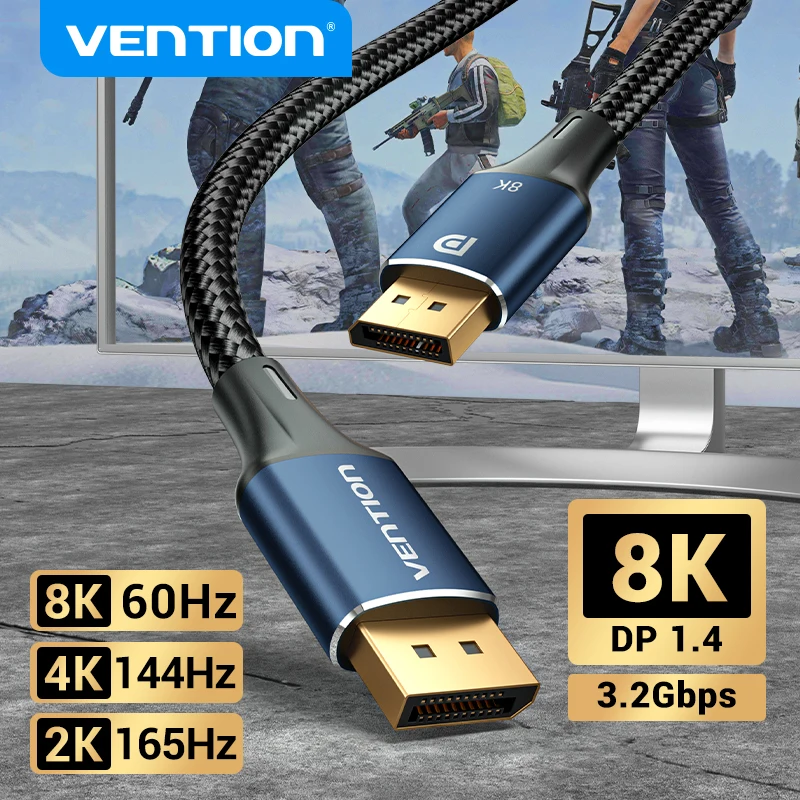 Vention Cable DisplayPort 1.4 8K 60Hz 4K HDR 165Hz Puerto Pantalla Audio Vídeo PC Portátil TV 1.4 DP 1.2