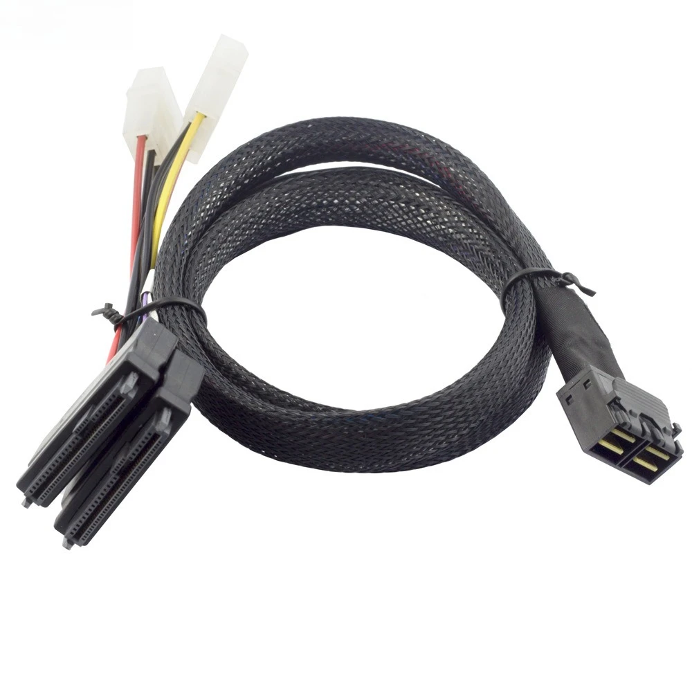 MINI SAS siamés dual HD 8643 4I a 2X SAS 8639 con cable de servidor de energía Longitud opcional 0,5 M 1 M - imagen 2