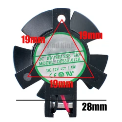 Ventilador Refrigeración 28mm DC12V 1,5W 2 pines Router CPU Industrial