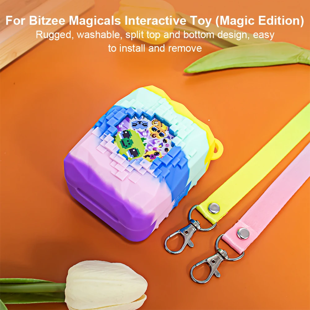 Funda de silicona con cordón, funda protectora de silicona, soporte protector de piel para Bitzee Magicals, juguete interactivo, mascota Digital - imagen 3