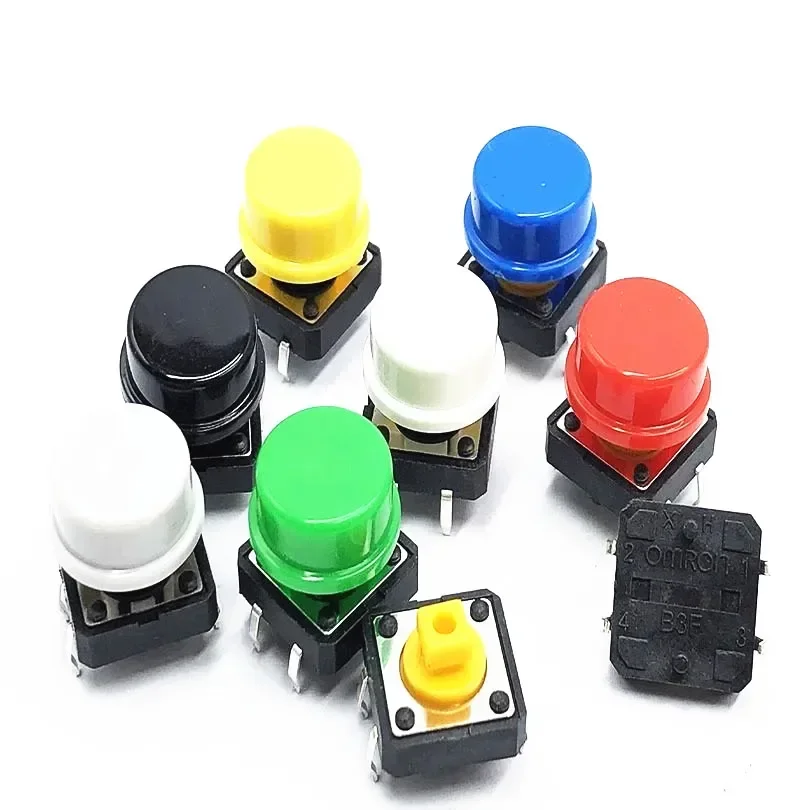 Tapas de botón táctiles redondas para piezas, interruptor de llave Micro táctil para ARDUINO, 12x12x7,3 MM, 12x12x7,3 MM, 12x12x7,3, 50 B3F-4055 - imagen 2