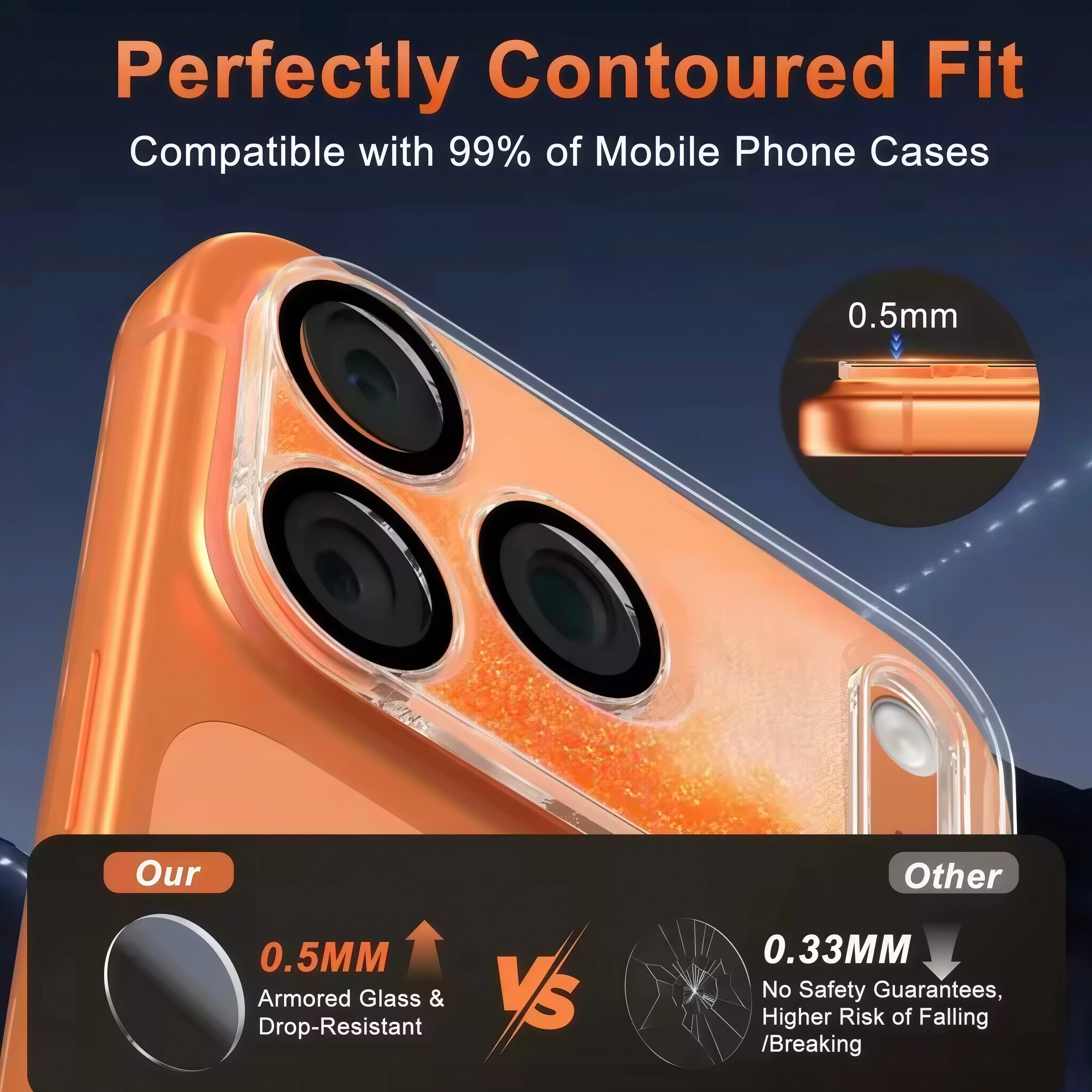 Elegante película protectora de lente Quicksand para iPhone 17 Pro/17Pro Max protección completa cubierta trasera transparente anticaída - imagen 3