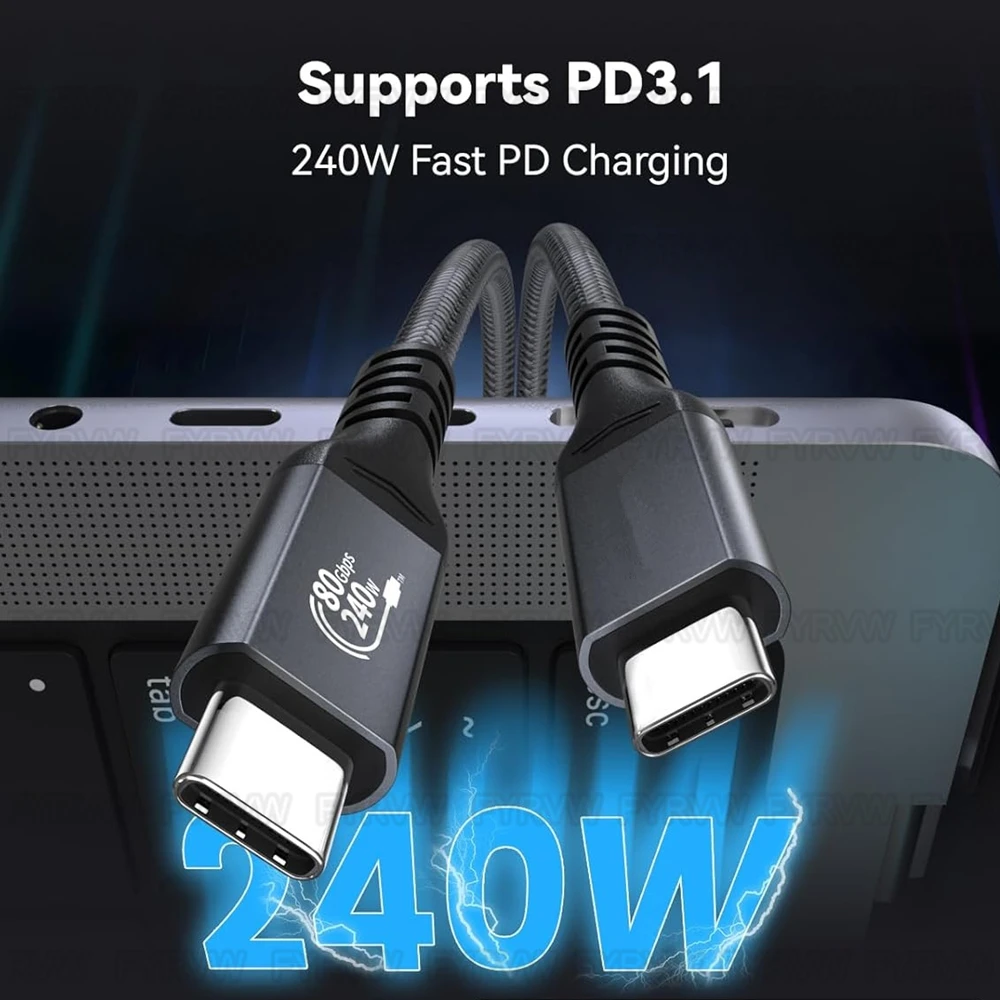 Thunderbolt 5 Cable USB5.0 80Gbps 16K 8K Cable de vídeo PD3.1 240W Cargador rápido para iPhone 17 Thunderbolt4 USB5 Egpu Dock - imagen 3