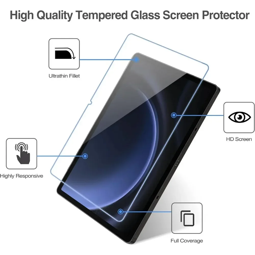 Paquete de 2 protectores de pantalla de vidrio templado para Samsung Galaxy Tab S9 FE A9 Plus A9 + 9H película protectora para SM-X110 X210 X510 X610 - imagen 3
