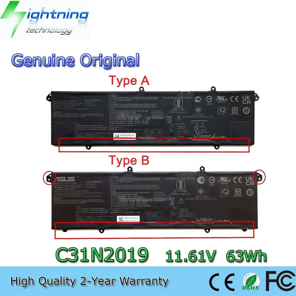 C31N2019 11,61 V 63Wh Batería genuina para Asus VivoBook Pro Pro 15 OLED M3500QC Pro 14X