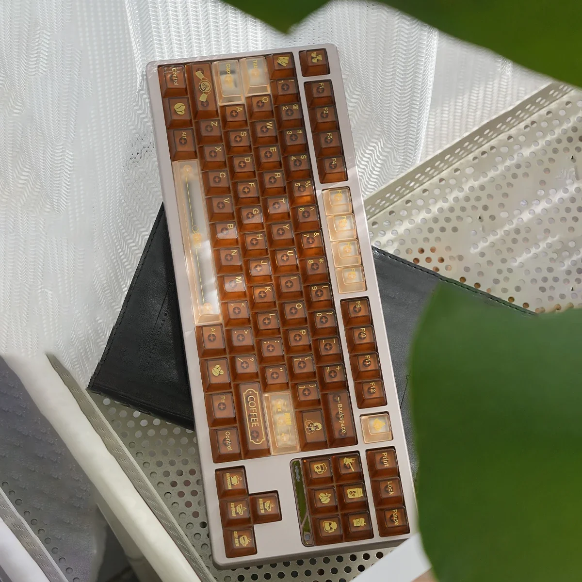 Teclas transparentes Cafe Fog Cherry Pc Wooting, teclas amarillas translúcidas marrones, diseño Alice, teclas de 2,25/2,75U - imagen 5