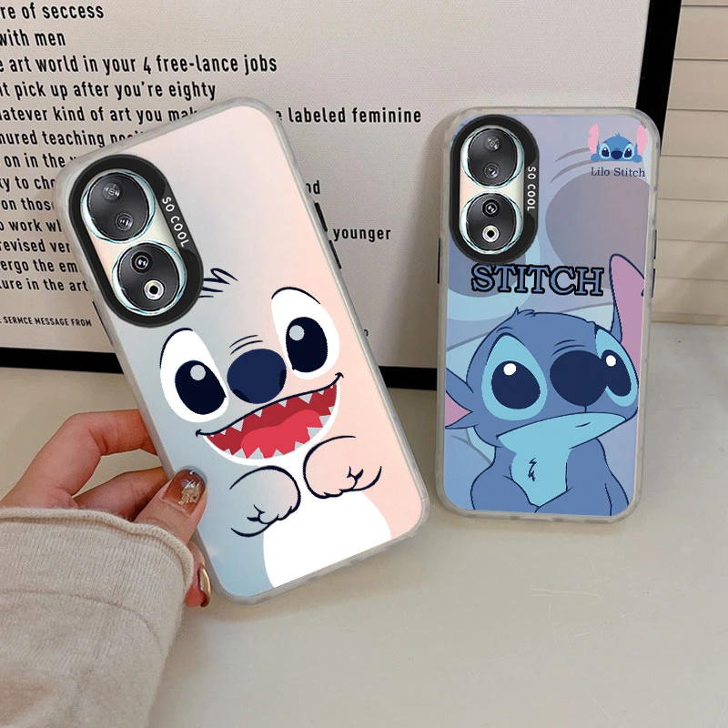 Para Honor 90 200 Smart Pro Lite X8C X8B funda de teléfono Lilo Stitch ojo grande lindo dibujos animados encantadora cubierta mate láser Coque Fundas parachoques - imagen 5