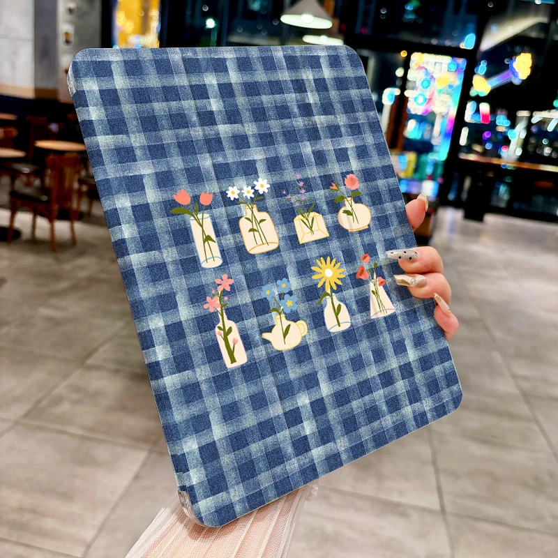 Funda vaquera con almohadilla de flores a cuadros para iPad pro 10/11 pulgadas 2020/6/7th /8th /Air 3rd/Air 4th/9th gen/Air 5th Gen 2022/Air 11 - imagen 5