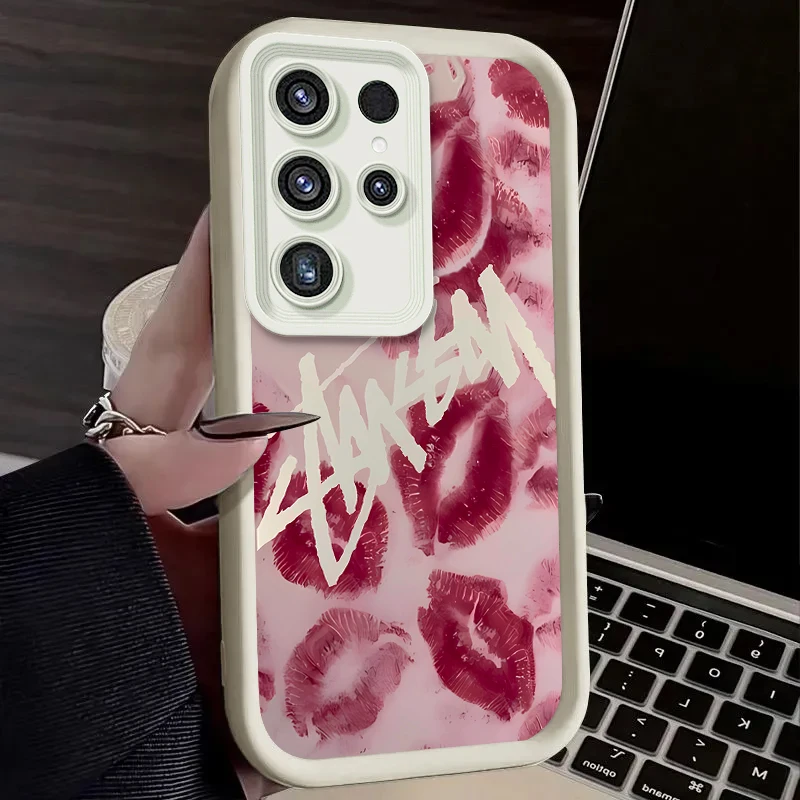 Funda de labios rojos chica Sexy para Samsung Galaxy S24 S23 S22 S21 Ultra Plus FE A54 A34 A14 A73 A53 A33 5G funda de silicona suave mate - imagen 3