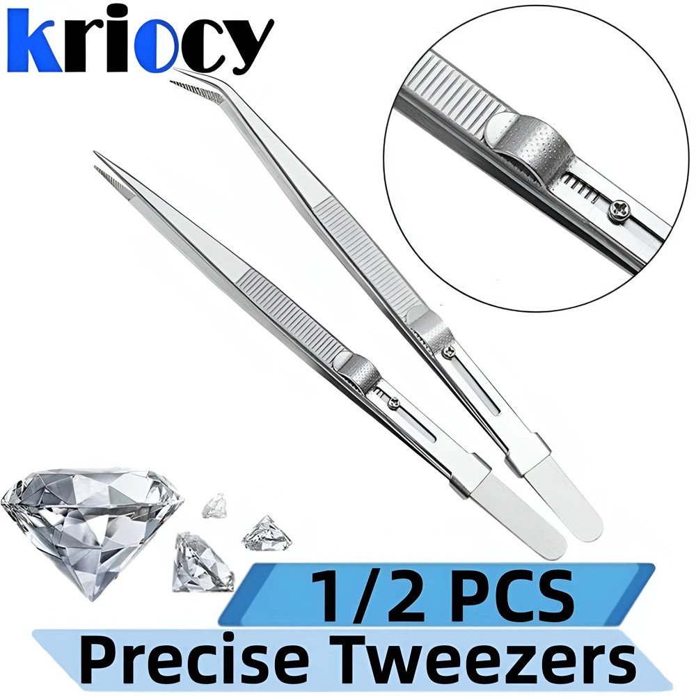 Pinzas antiestáticas de acero inoxidable, herramienta de fabricación de joyas, bloqueo deslizante ajustable, herramientas de reparación de componentes electrónicos - imagen 2