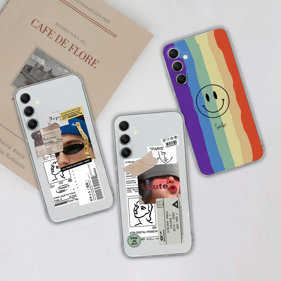 Funda de silicona suave para Samsung Galaxy A55 A35 5G, carcasa de TPU transparente con corazón bonito, a la moda, SamsungA35 SamsungA55 - imagen 3