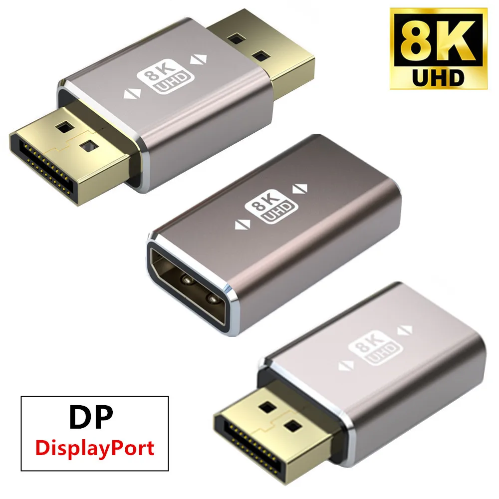 Adaptador DisplayPort en ángulo, 8K @ 60Hz, macho a hembra, 90 grados, ángulo derecho, izquierda y derecha, adaptador DP plano Vertical