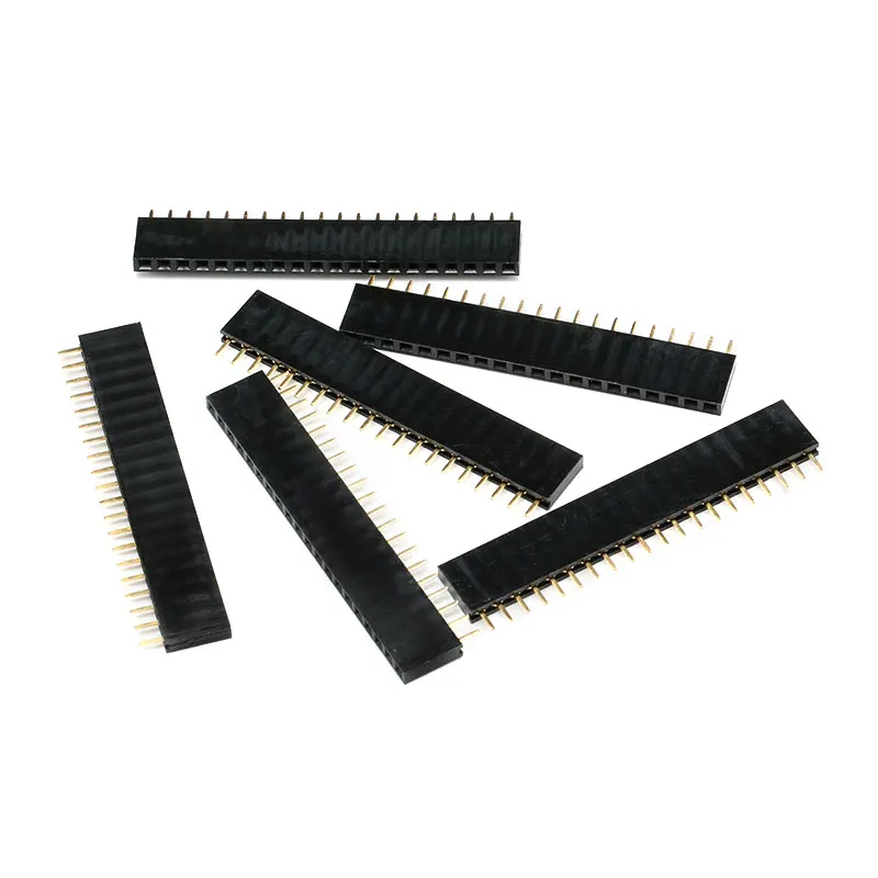 10 Uds 20 pines 2,54mm cabezal de Pin hembra de una sola fila 1x20 conector de clavija recta paso para Arduino