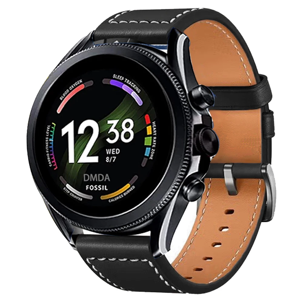 Correa de cuero para Fossil GEN 6 5E 5 44mm GEN 5 LTE 45mm/Carlyle/Garrett/Julianna, pulsera deportiva informal para hombre, correa de repuesto - imagen 2