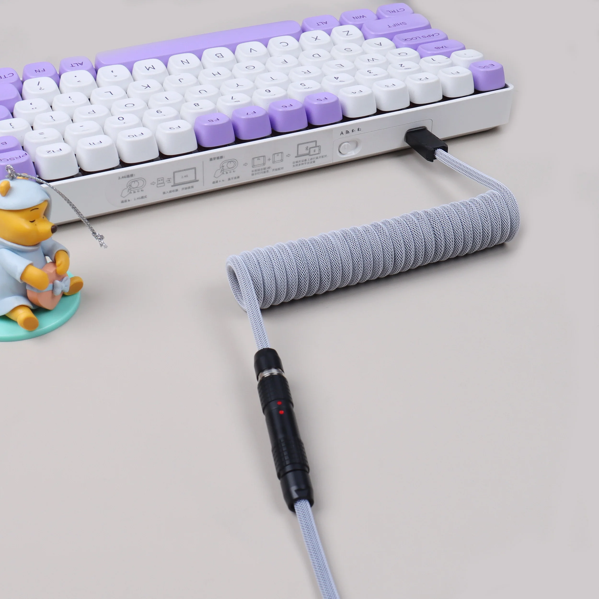 Cable de teclado USB LANO, teclado en espiral FGG, Cable Usb tipo C, conector de aviador de Metal, Cable de teclado USB 00B para juegos - imagen 3