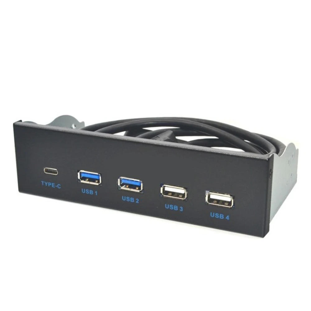 Panel frontal Usb3.1 Gen2 de 5,25 pulgadas Hub Usb 2 puertos Usb3.0 + 2 puertos Usb2.0 + 1 puerto tipo C con conector tipo E