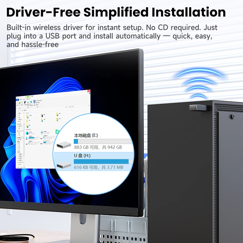 Toocki AX900 adaptador Wi-Fi Bluetooth 5,4 WiFi6 5GHz y 2,4 GHz controlador Dongle WiFi de doble banda receptor gratuito de 600M para ordenador portátil WIN 10/11 - imagen 4