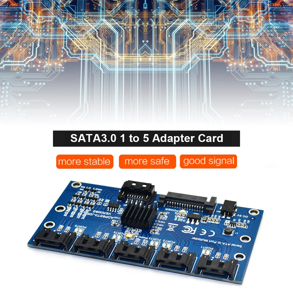 Tarjeta de expansión SATA de 1 a 5 puertos, placa base SATA3.0, adaptador de concentrador de tarjeta elevadora de 6Gbps - imagen 4