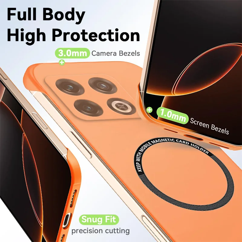 Funda magnética delgada para teléfono OnePlus 10 10R 10T Pro 10Pro, funda dura mate antiarañazos para PC, armadura a prueba de golpes sin bordes - imagen 3