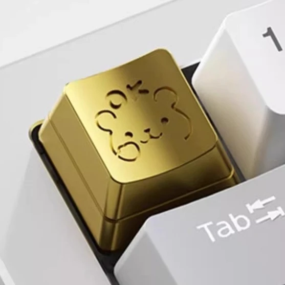 Teclas de Metal de osito, teclas personalizadas de Metal, oro, plata, perfil de cereza, teclas originales DIY para adornos de teclado mecánico