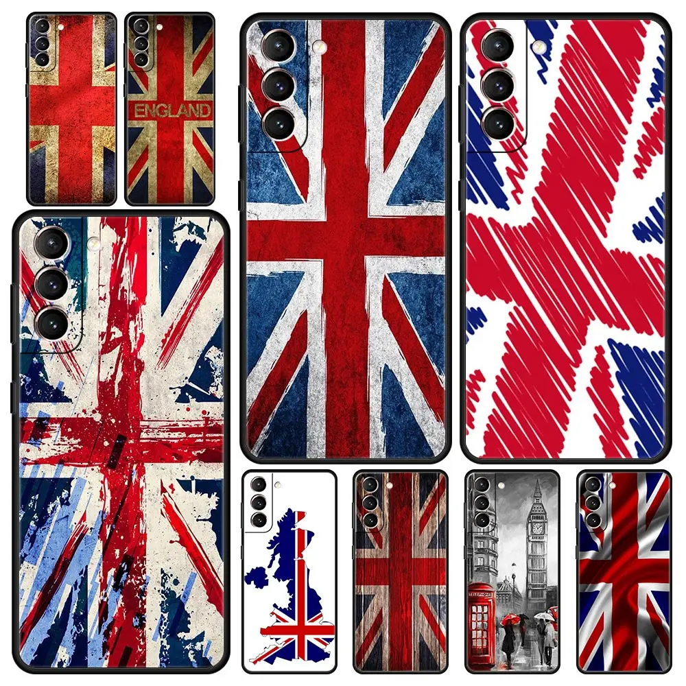 Funda de teléfono para Samsung Galaxy S24, S23, S22 Ultra, S20, S21 FE, 5G, S10, S9 Plus, S10E, S8, S7 Edge, cubierta de silicona suave, banderas de Inglaterra y Reino Unido