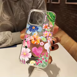 Hermosa funda de teléfono transparente con corazón Floral rosa adecuada para iPhone 17 16 11 12 13 14 15 Pro Max XS X XR 7 8 Plus cubierta transparente