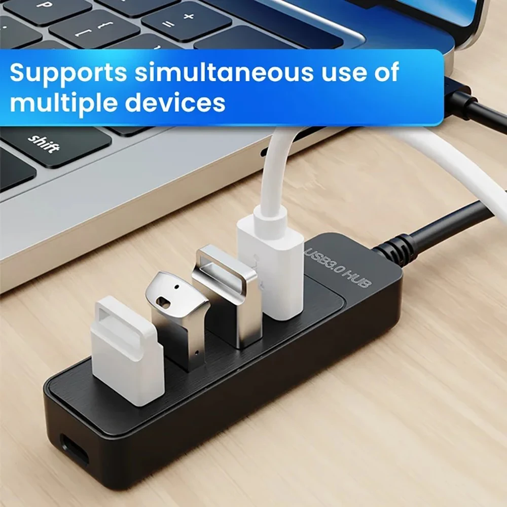 USB 3,0 2,0 Hub 4 puertos Multi USB HUB extensor transferencia de datos de alta velocidad tipo C divisor adaptador de corriente para accesorios de ordenador y PC - imagen 3