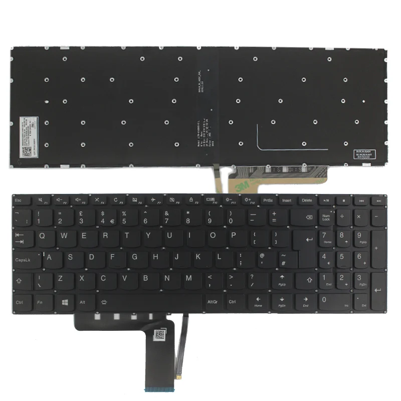 Teclado nuevo para Lenovo Ideapad 310-15ABR 310-15IAP 310-15ISK 310-15IKB, teclado para portátil, retroiluminación negra del Reino Unido