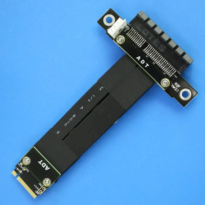 Adt-link-Cable elevador M.2 NVMe a PCIe 3,0x4, adaptador de tarjeta elevadora M KEY NGFF a PCIE 4x3,0, extensor de puente de 90 °, GPU 2280 M2 - imagen 4