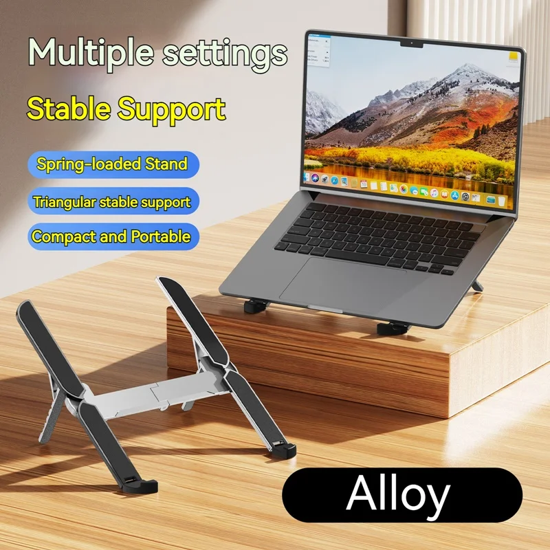 Escritorio portátil plegable Mini soporte ajustable de Metal para ordenador portátil para Ipad soporte para portátil Compatible con tabletas portátiles de 10-17 pulgadas - imagen 2