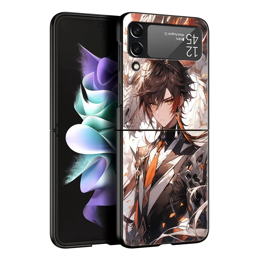 Funda de teléfono Genshin impact dragon Zhongli para Samsung Z Flip3 Flip4 Flip5, carcasa de PC para Z Flip 3 4 5, carcasa dura plegable - imagen 3