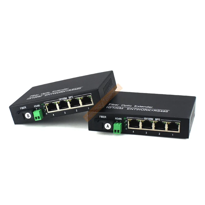 Receptor de fibra óptica Ethernet RS485 de 4 puertos 10/100 Ethernet + 1 vía, convertidor de datos, transmisión de datos SC de fibra monomodo de 20km - imagen 5