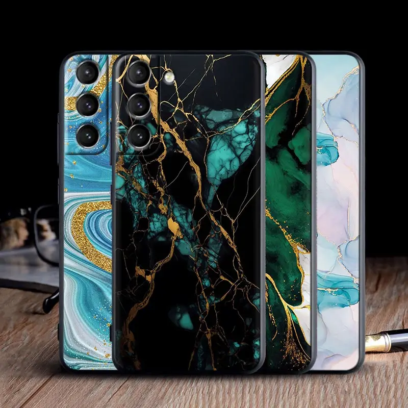 Funda de teléfono con patrón de mármol de moda para Samsung Galaxy S24 Ultra S23 FE S22 5G S21 S20, funda trasera S23 S24 Plus S10, fundas de silicona - imagen 2