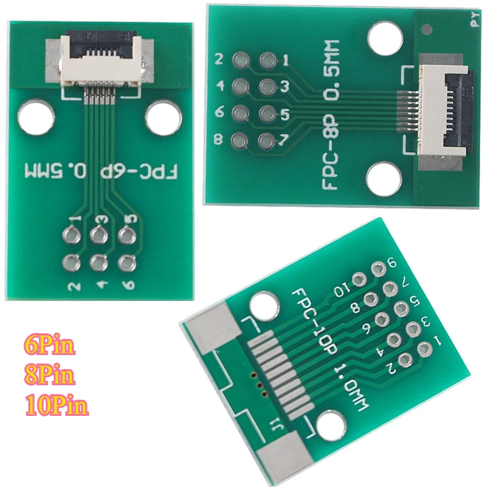 5 uds FPC FFC Cable plano Flexible adaptador de placa soldada placa PCB conector de paso de 0,5mm SMT a agujero de 2,54mm 6P/8P/10P/12P/20P