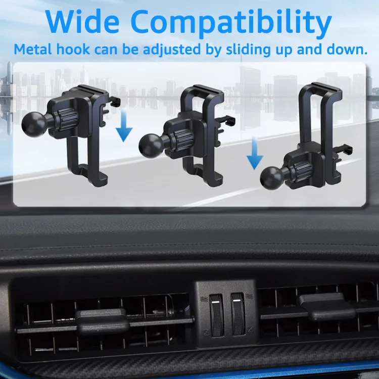 Soporte Móvil Coche con Clip Rejilla – Cabezal Giratorio 17mm - imagen 4