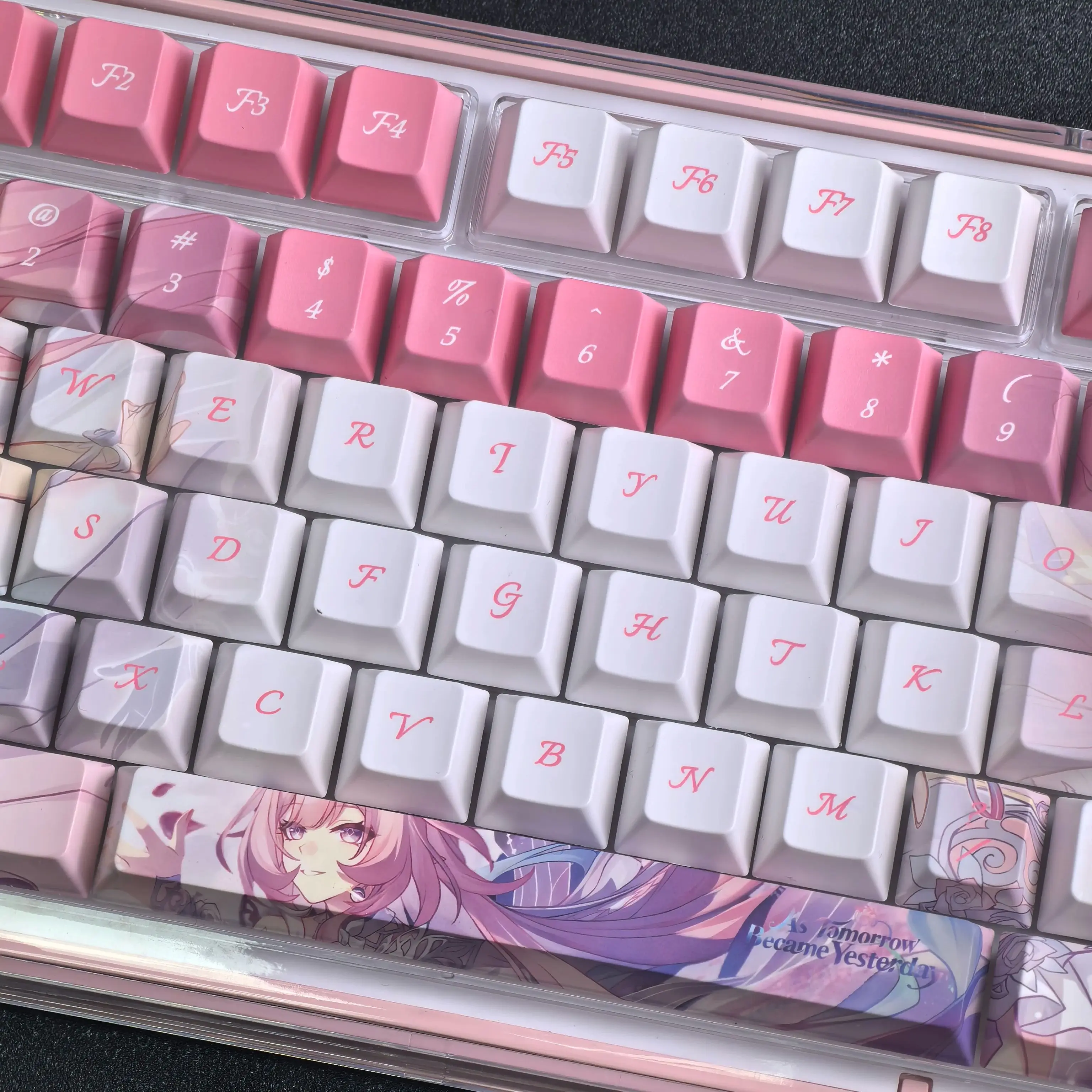 MAIMOOO Honkai Cyrene teclas Pink Cherry Pbt Anime/Manga estilo Aulaf75/F99 teclas de teclado personalizadas 124 teclas - imagen 5