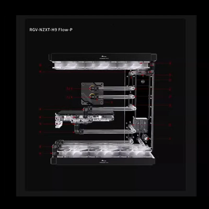 Bykski-placa acrílica astro/placa enfriadora, solución para NZXT H9 FIow / Kit para CPU y bloque GPU/en su lugar depósito - imagen 5