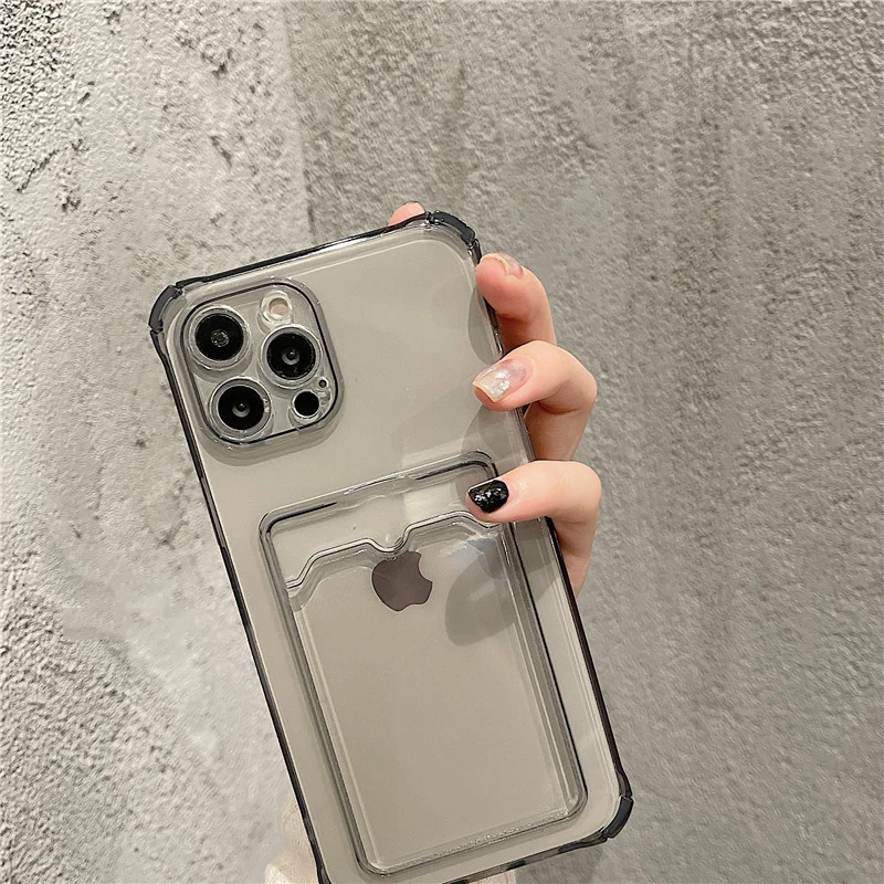 Funda gruesa con ranura para tarjetas para iPhone 13, 11, 12, 14, 15 Pro Max Mini X XS XR SE 7 8 Plus, funda tipo billetera transparente a prueba de golpes - imagen 5