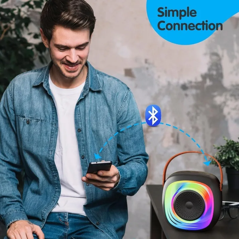 Máquina de Karaoke para niños y adultos, Altavoz Bluetooth portátil con micrófono inalámbrico 1-2 y luces LED RBG nocturnas, regalo para niños - imagen 5