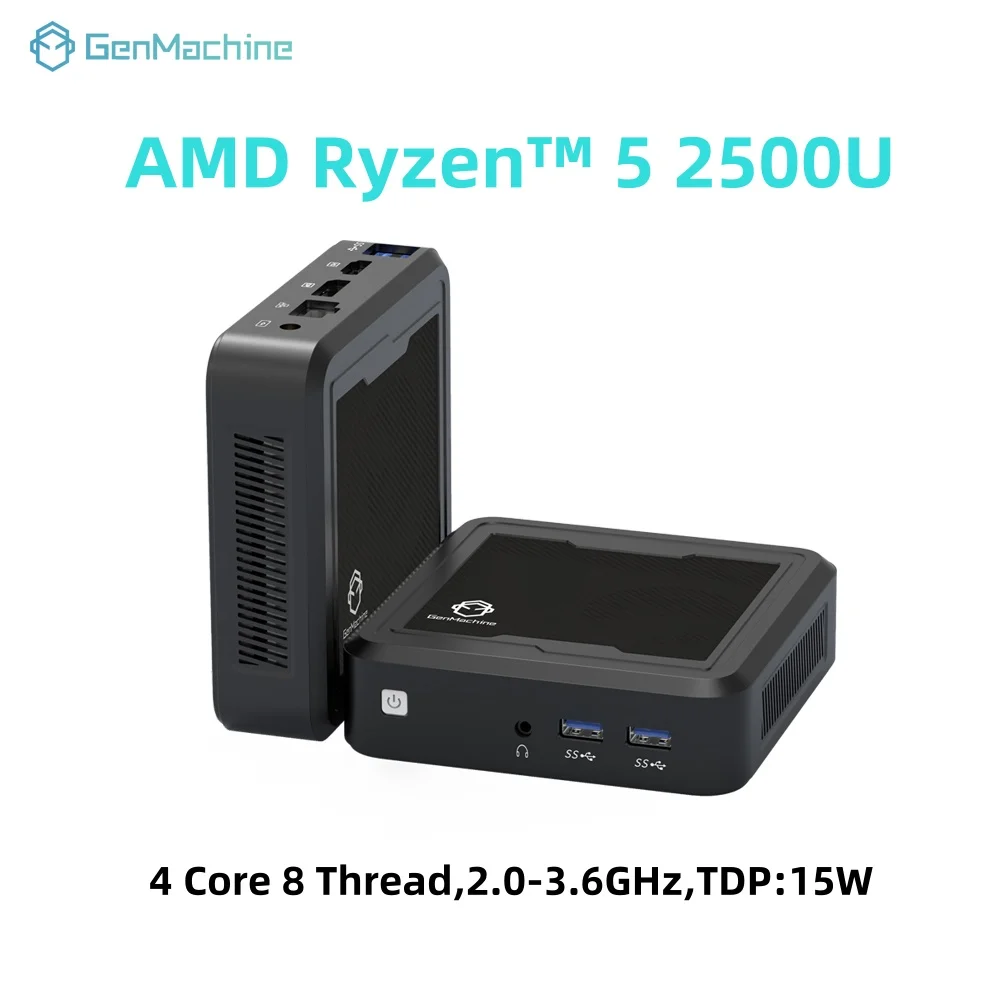 Genmachine Mini PC Windows 11 AMD Ryzen 5 2500U Mini PC 4 núcleos 8 hilos 3,6 GHz 15W DDR4 RAM WiFi 5 BT5.2 computadora de escritorio - imagen 3