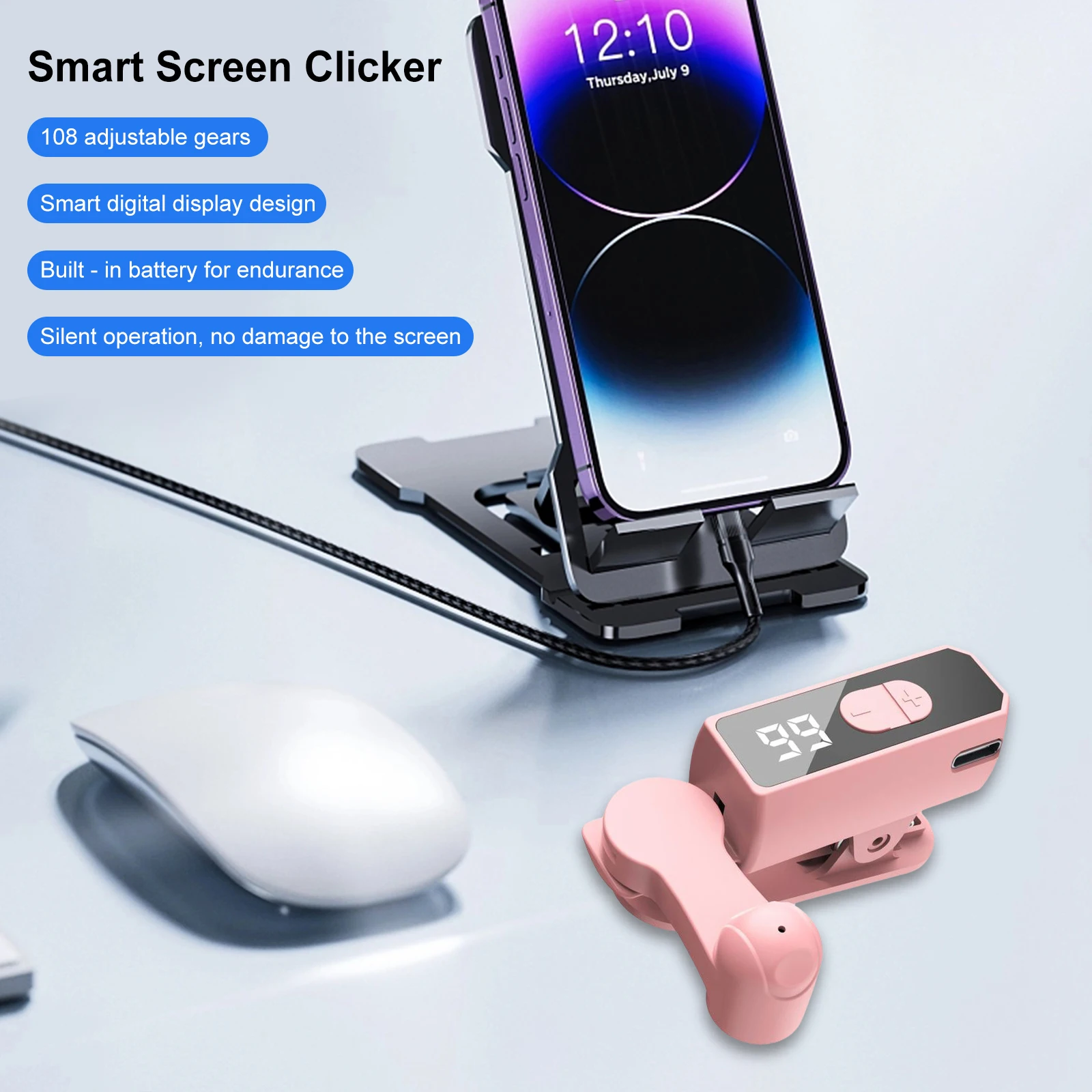 Clicker automático para teléfono inteligente, dispositivo de pantalla de teléfono, Clicker de velocidad, Clicker automático para juegos, transmisiones en vivo, le gusta el trabajo de recompensa