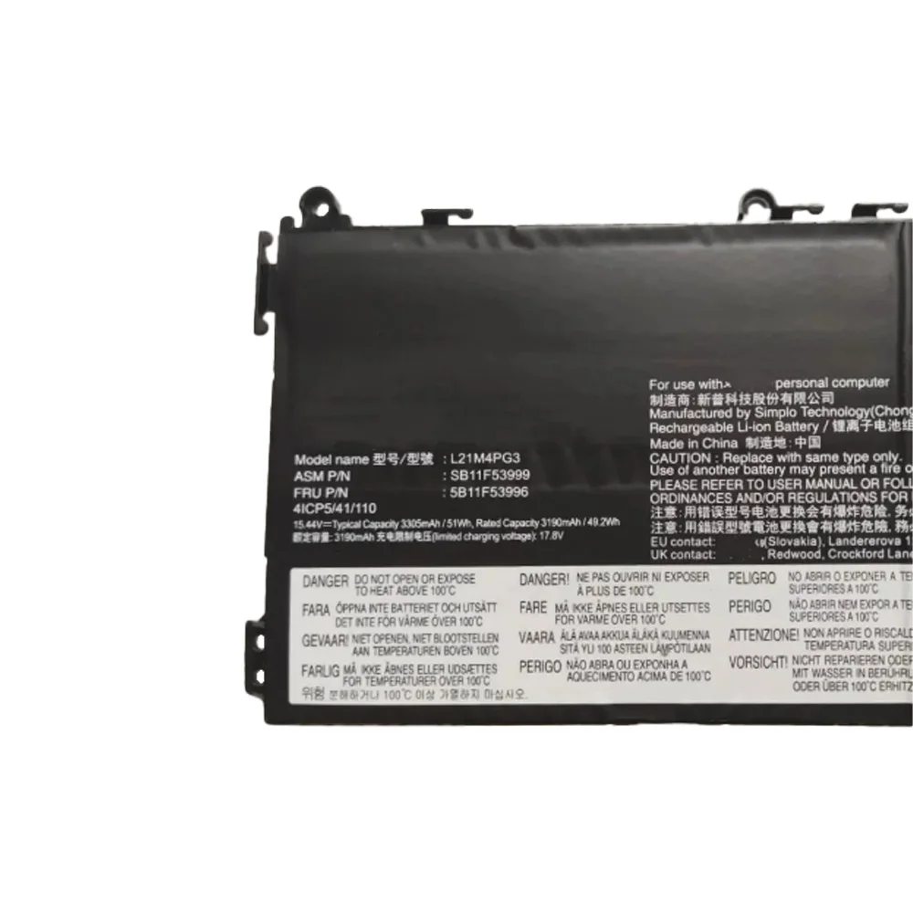 L21M4PG3 15,44 V 51Wh 3305mAh batería del ordenador portátil para Lenovo Yoga 13w 5B11F53996 5B11F54001 L21C4PG3 L21D4PG3 L21L4 - imagen 4