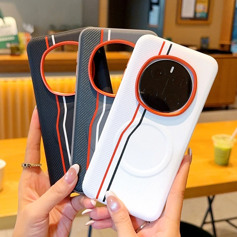 Para Huawei Honor Magic 7 Pro funda de lujo dura PU magnética carga inalámbrica funda protectora trasera para Magic 7 6 Pro 7RSR Shell - imagen 2