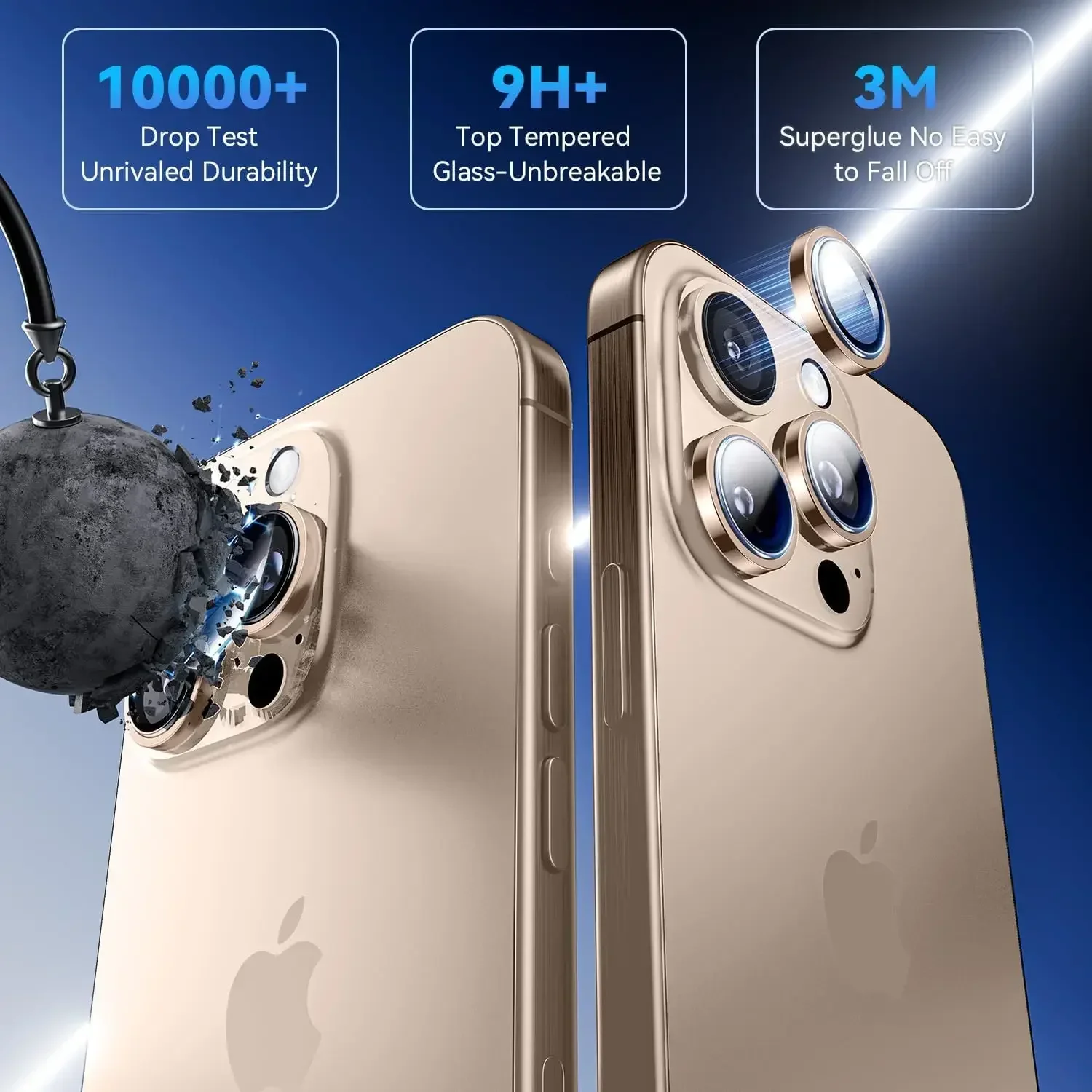 Cubierta protectora de lente de cámara de vidrio templado de titanio del desierto para IPhone 16 Pro Max 15 Plus 14 16Pro 16Plus accesorios de protección - imagen 2