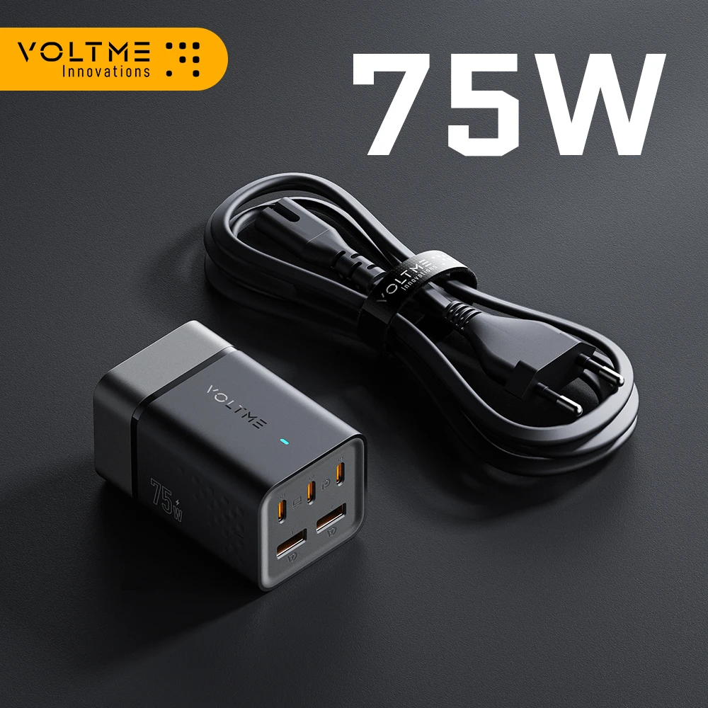 VOLTME-cargador USB C de 75W, cargador de escritorio rápido GaN para iPhone 15 Pro Max Galaxy S23, estación de carga Ultra portátil para MacBook - imagen 2